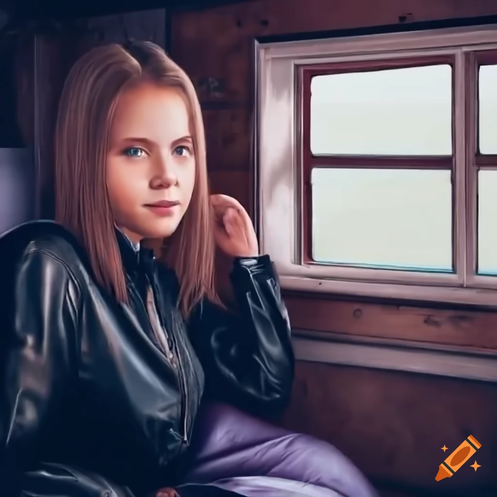 Irimia twins singers in country plaid shirts and black leather trousers standing in a caravan trailer doorway