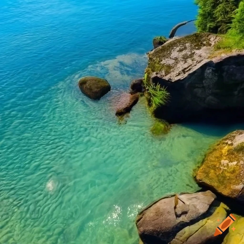 Rockpool with a steep high ledge and warm water in Vancouver, Canada