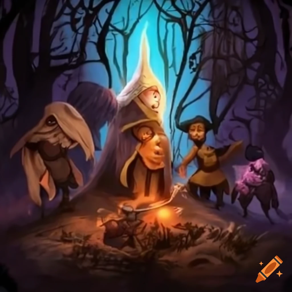 Epic battle of wizards and witches in a children's setting