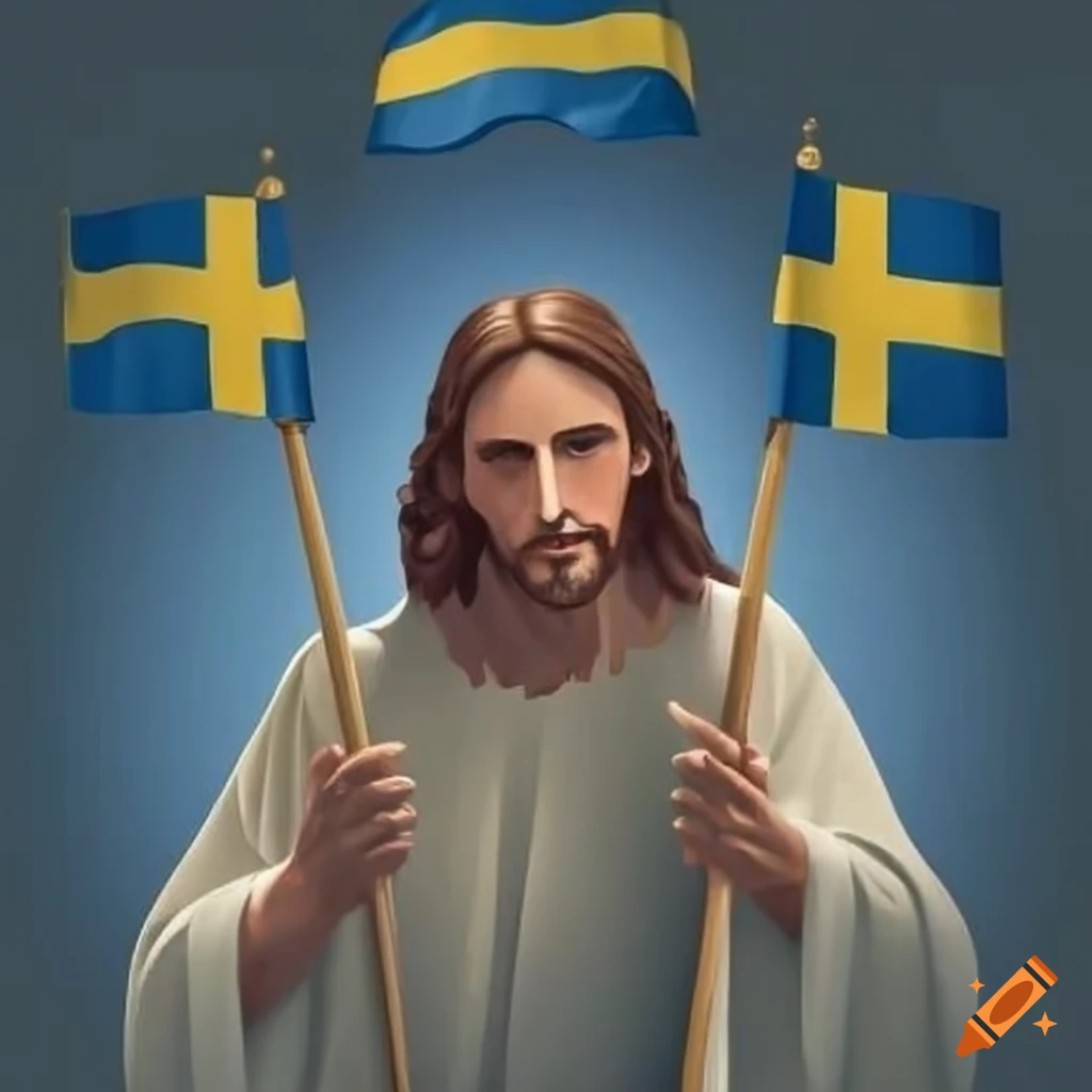 Jesus christ with a swedish flag on Craiyon
