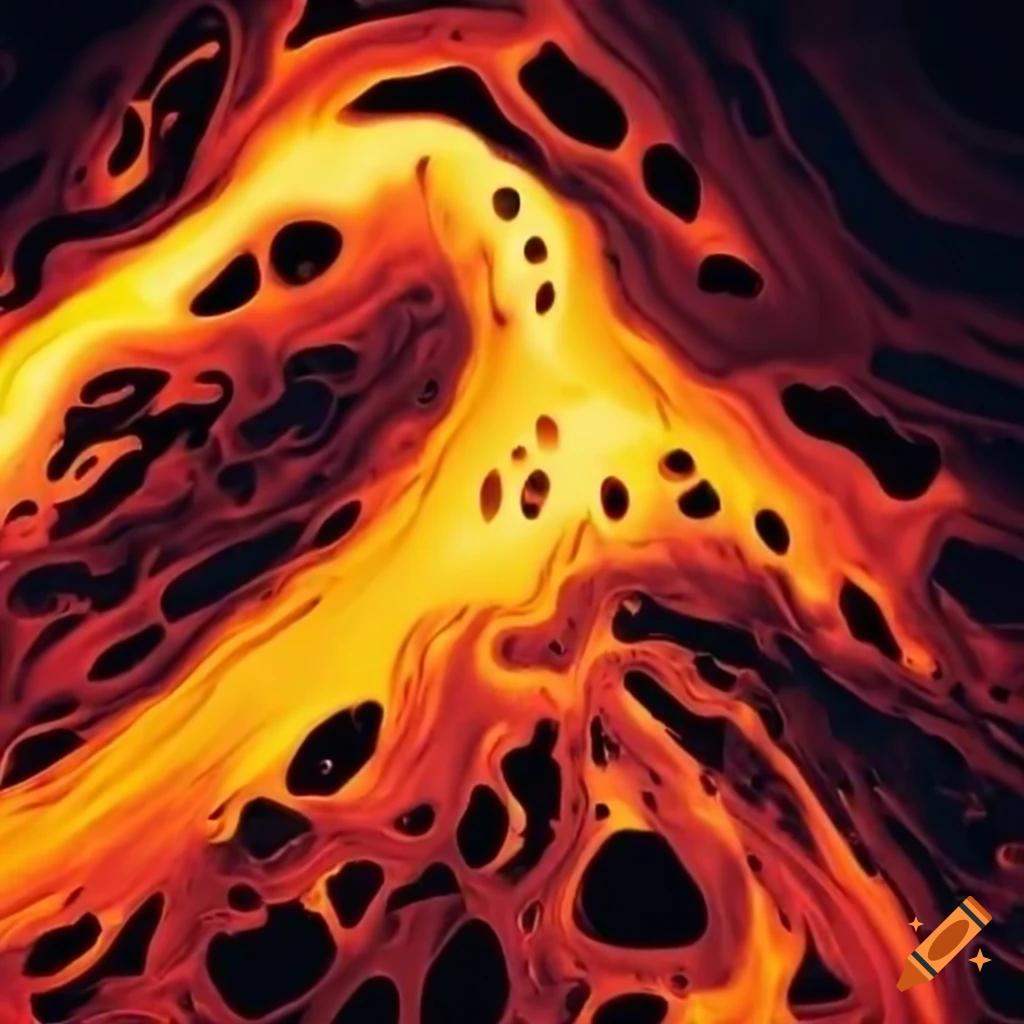 Ice melting under lava