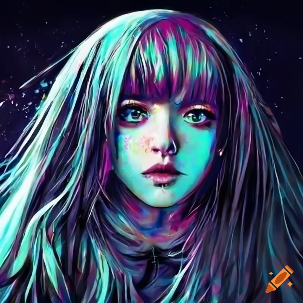 Anime girl optical illusion breakcore album cover