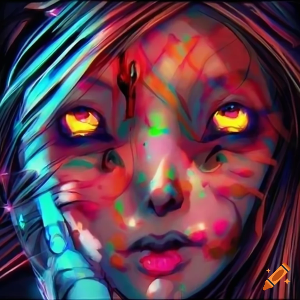 Anime girl optical illusion face on breakcore album cover