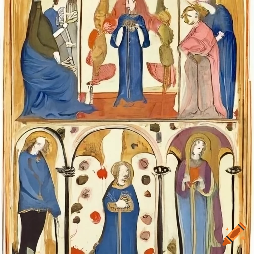 Religious paintings from 14th century Italy with modern attire