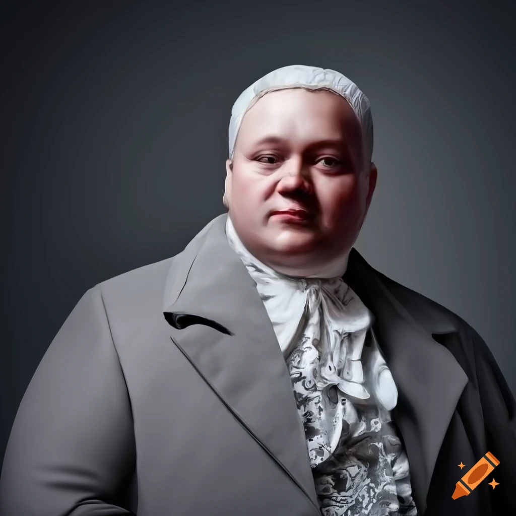 Baroque-style realistic portrait of a plus-size mature man in 17th-century attire