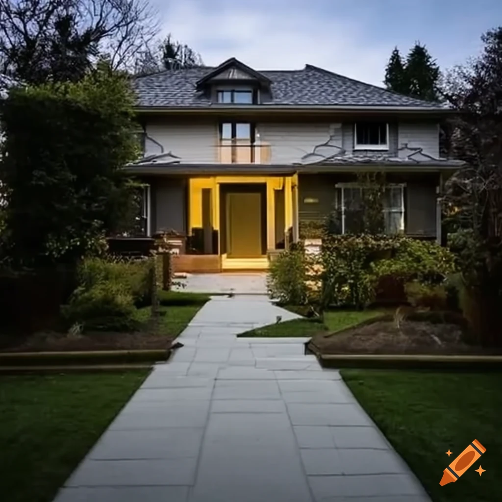 Eye-catching front yard with rectangular interlocking design