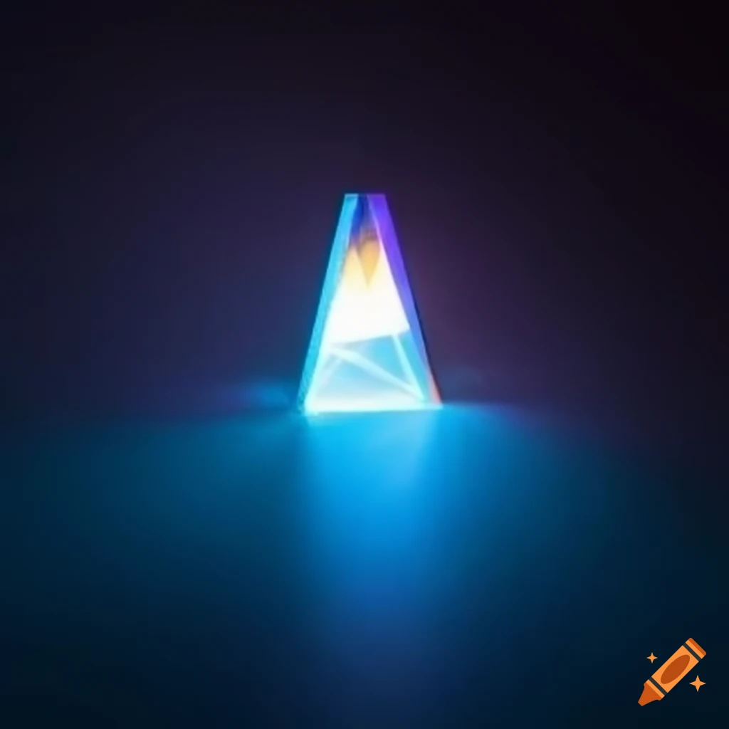 Single prism radiating neon lights in the cosmos