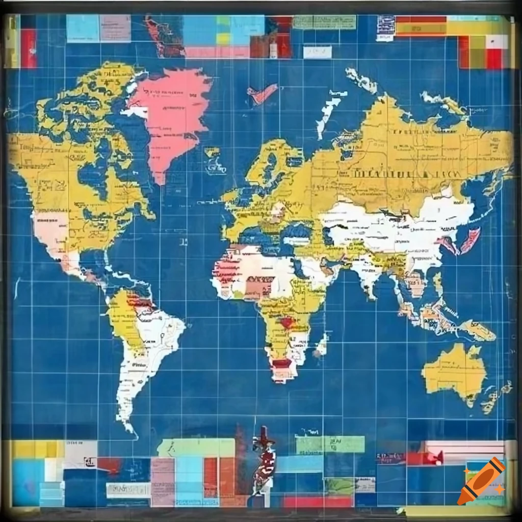 Detailed world map showing country borders and political divisions