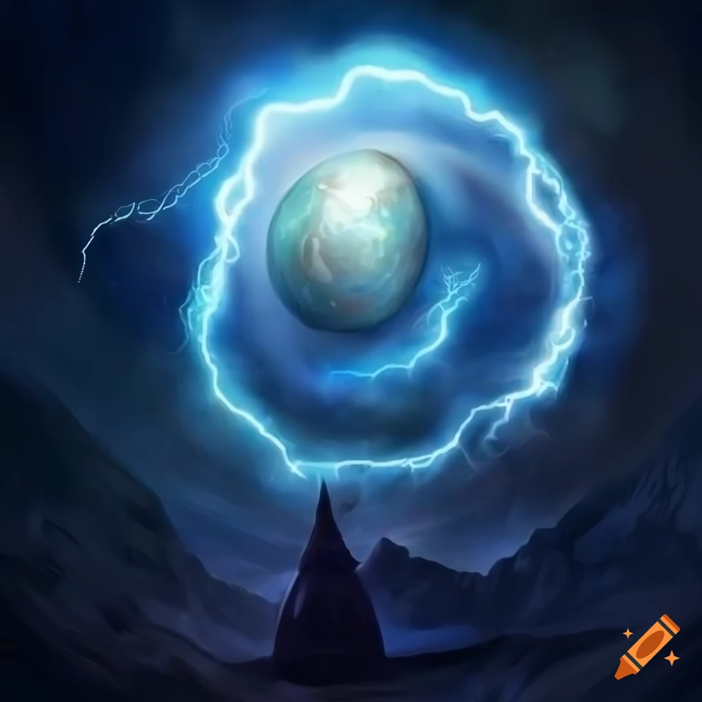 Blue ball of lightning in fantasy art style