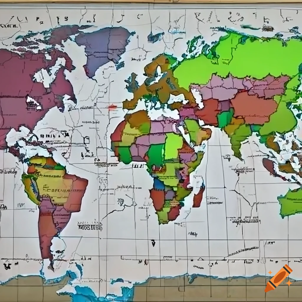 Detailed map showing international borders, continents, and political divisions