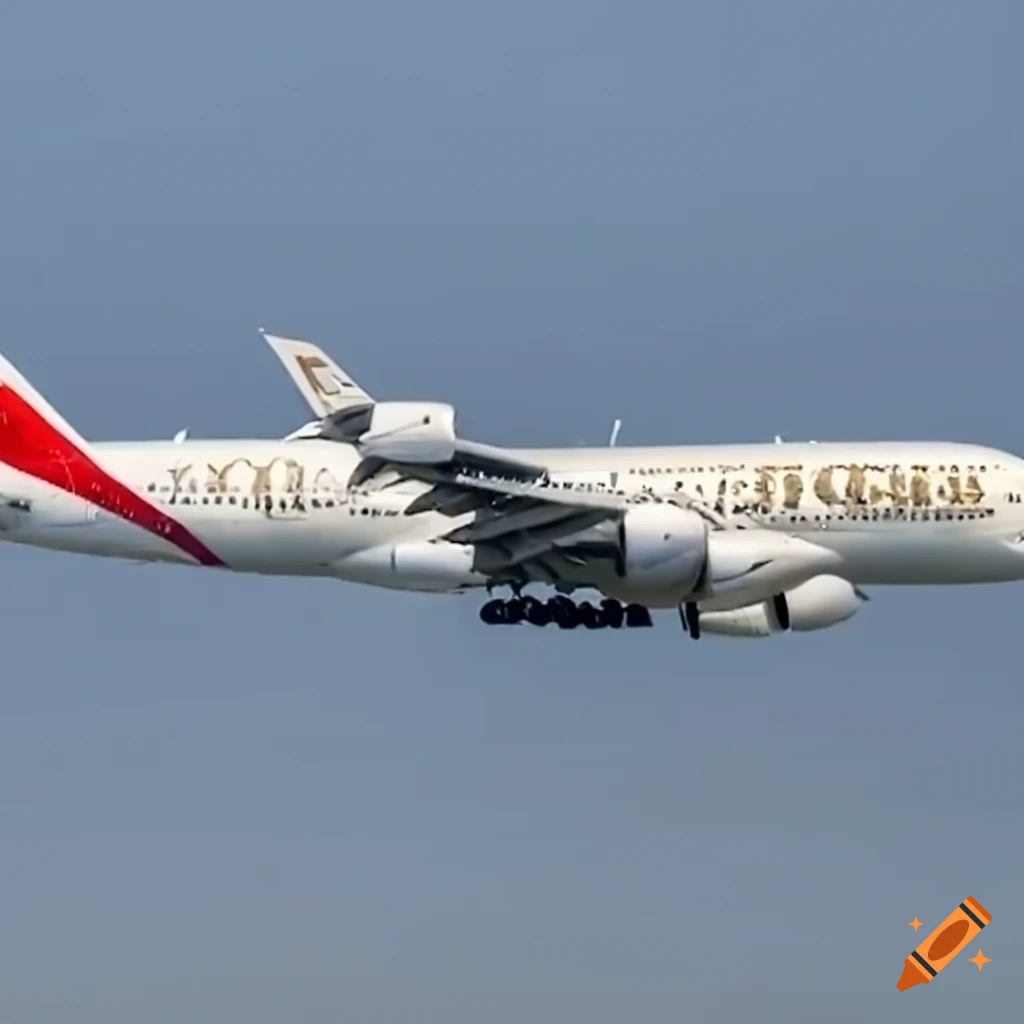 Emirates A380 landing at an airport