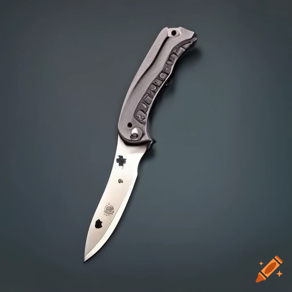 Spyderco jackknife on a dark glass steel table in a futuristic Japanese style