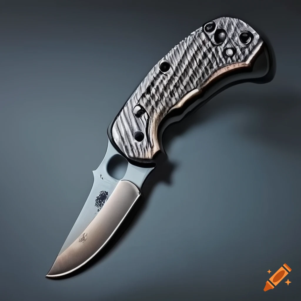 Spyderco jackknife on a dark steel table with futuristic Japan style