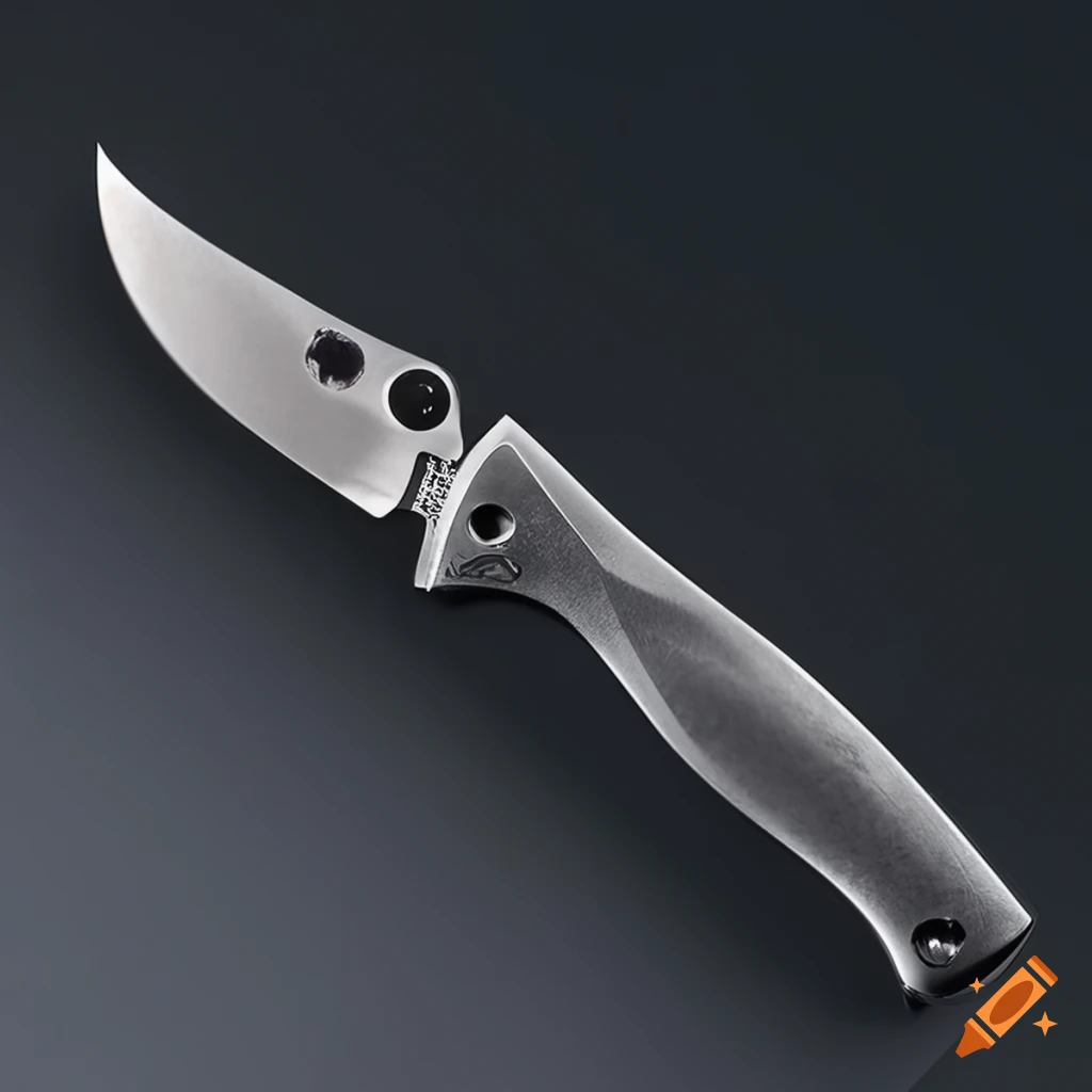 Spyderco jackknife on a dark glass steel table with a futuristic Japan style