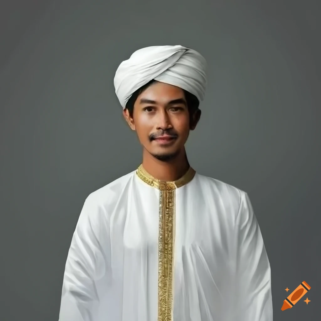 Majestic Indonesian man in traditional Arabian attire