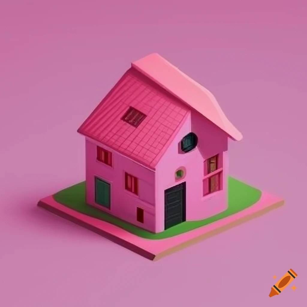 Isometric pink house