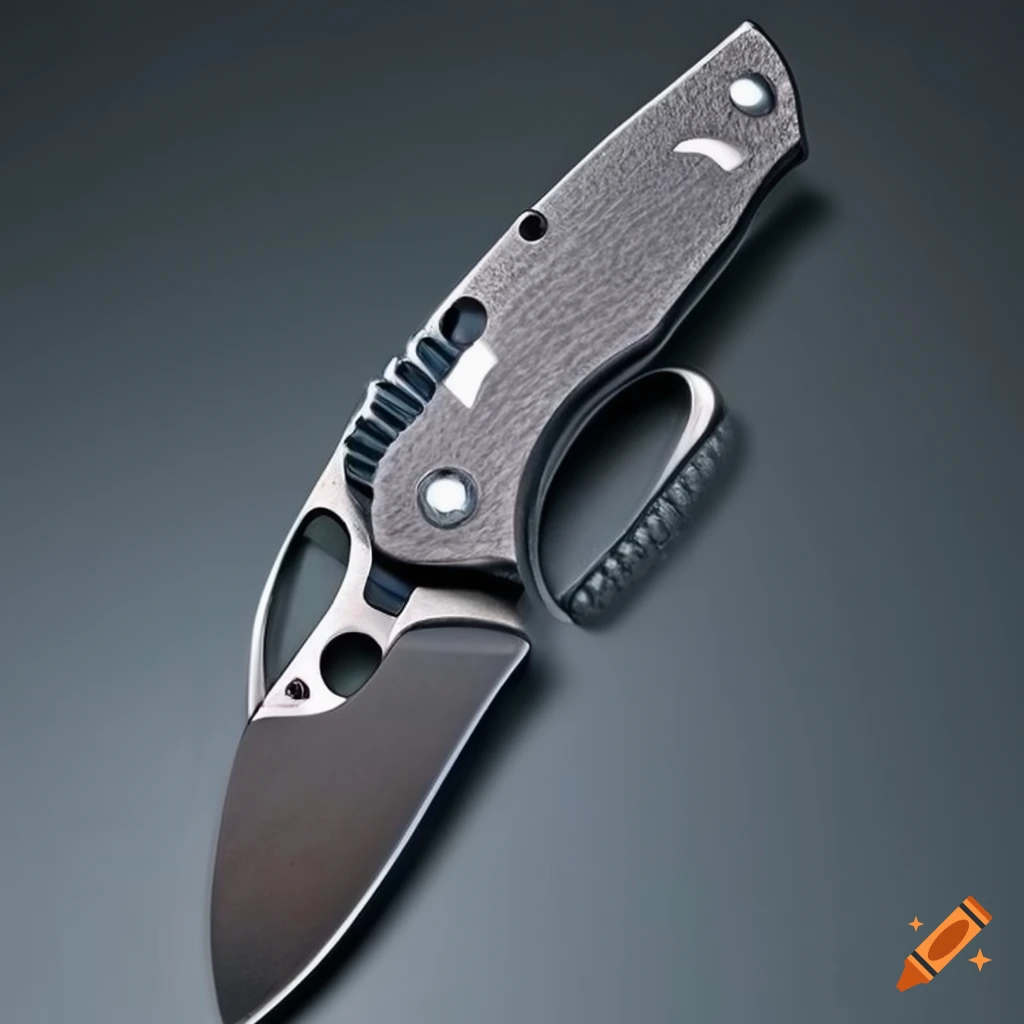 Spyderco jackknife on futuristic glass steel table in Japanese style