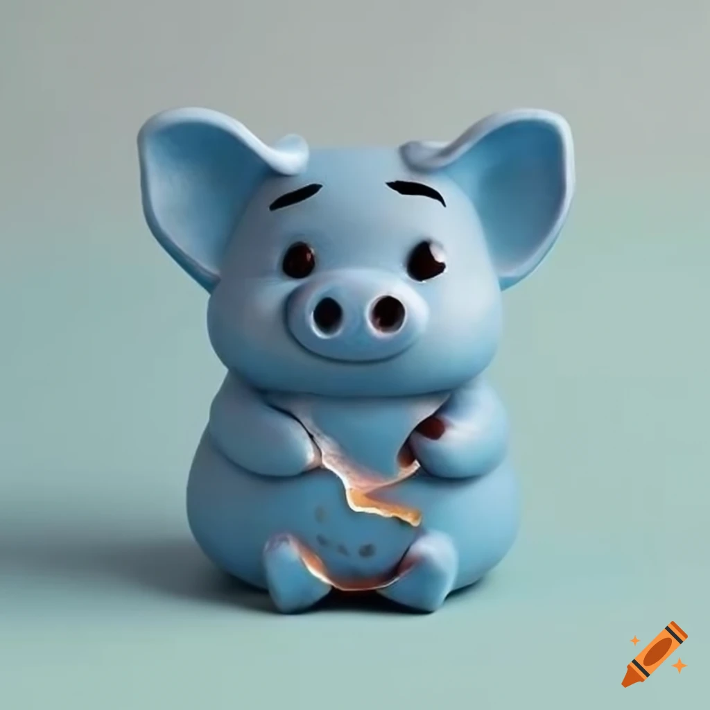Broken gray piggy bank on a blue background