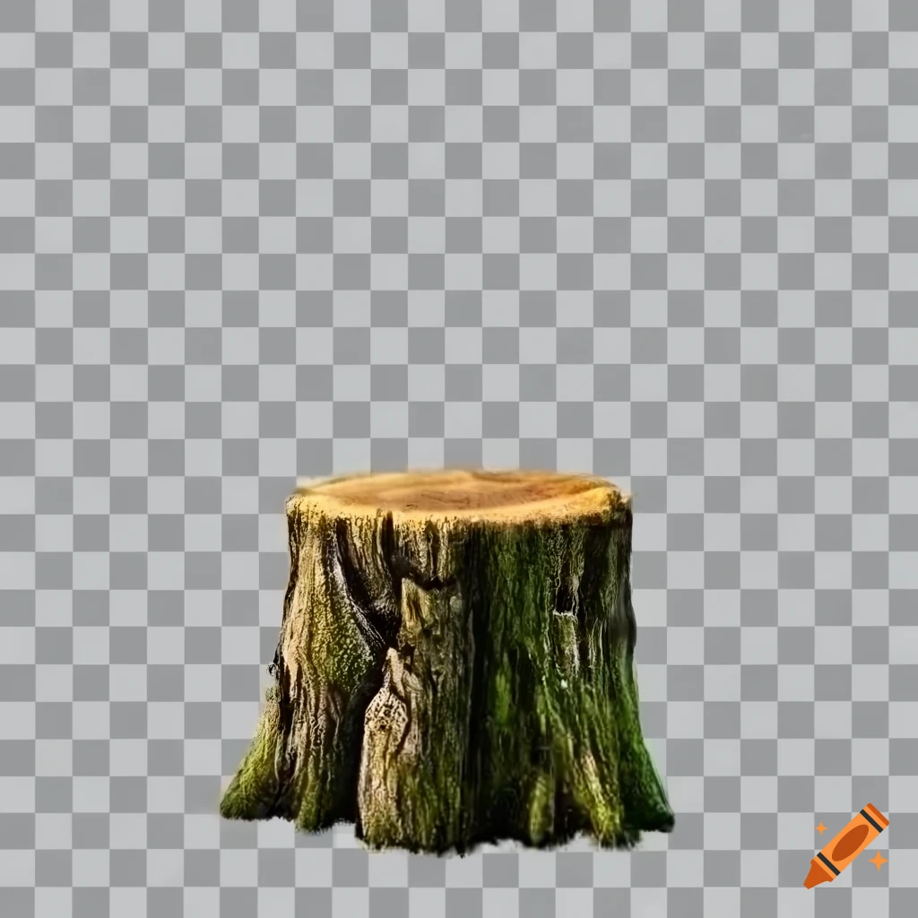 2D mossy stump on a transparent background
