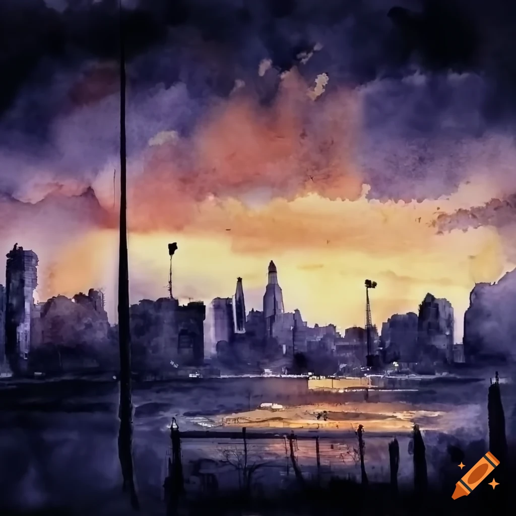 Majestic city lights at dawn