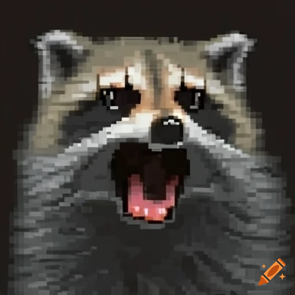 8-bit raccoon screaming