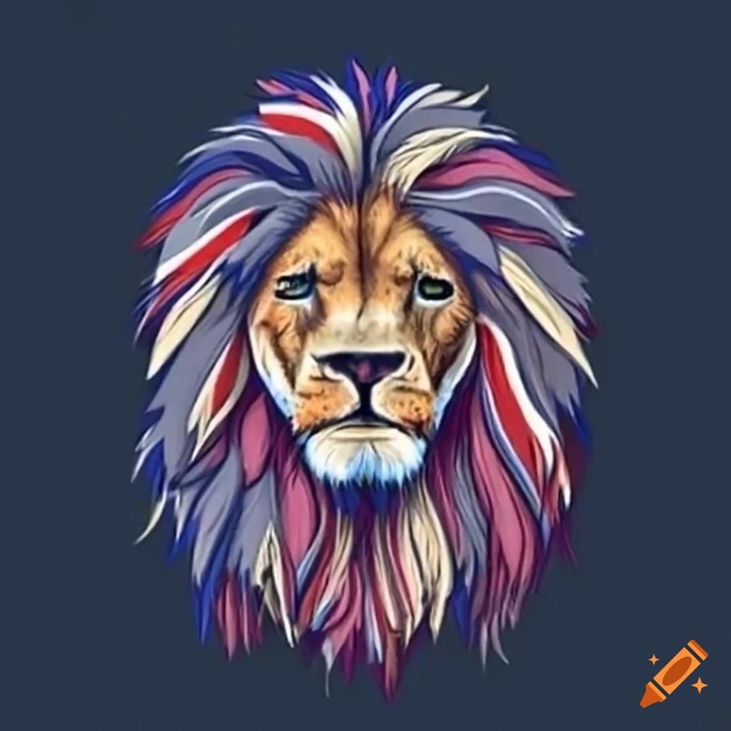 Lion with Union Jack flag colors