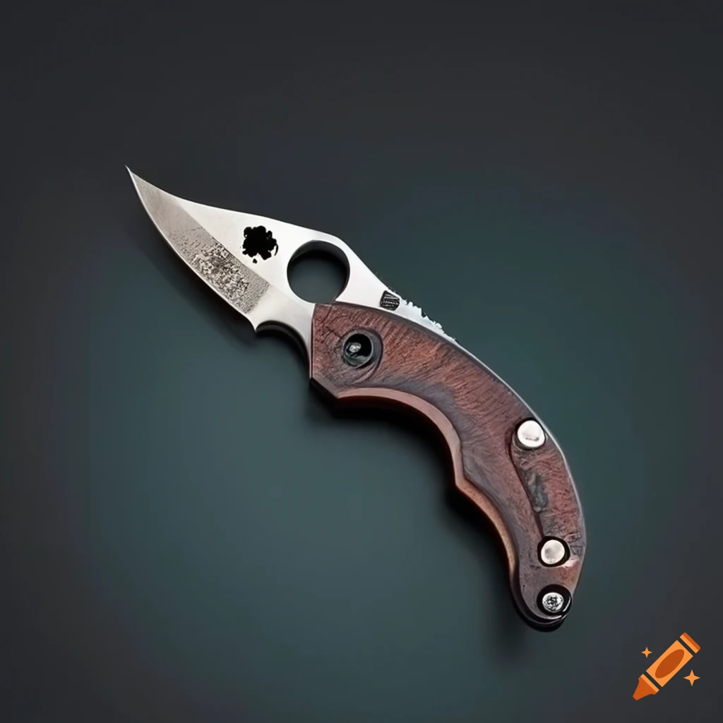 Spyderco jackknife on a dark glass steel table with futuristic Japanese style