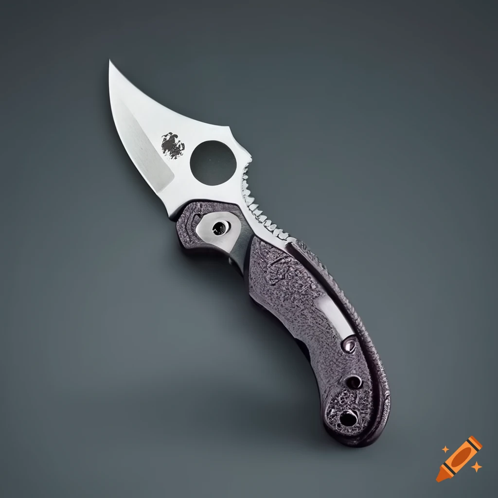 Spyderco jackknife on dark glass steel table with futuristic Japan style