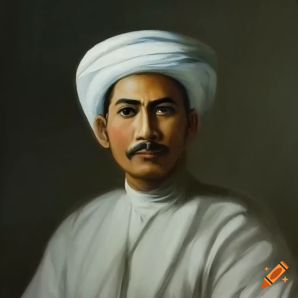 Portrait of a majestic Indonesian man in Middle Eastern attire sitting in a chair