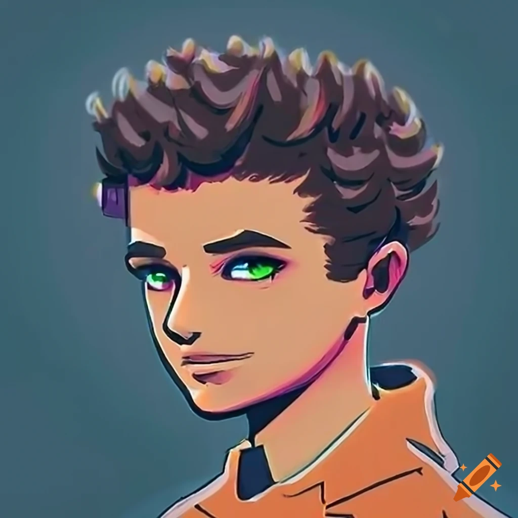 Lofi and anime style person in the rain with dark brown hair wearing a Lando Norris McLaren F1 t-shirt