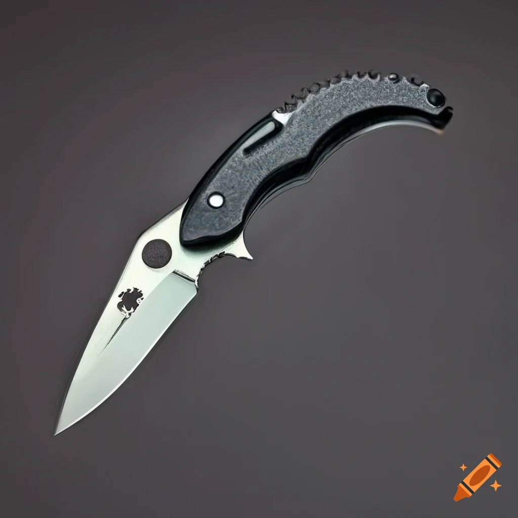 Spyderco jackknife on a dark glass steel table in futuristic Japan style