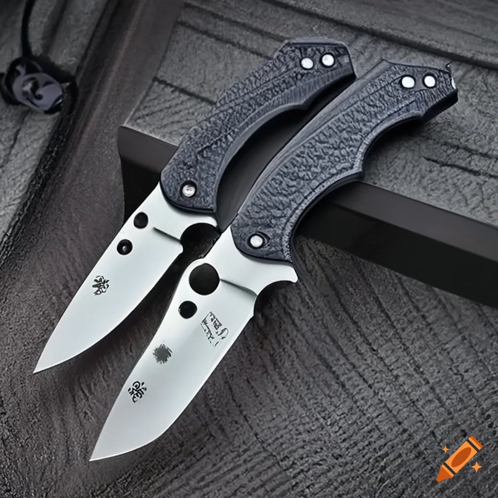 Spyderco jackknife on dark glass steel table with futuristic Japanese style