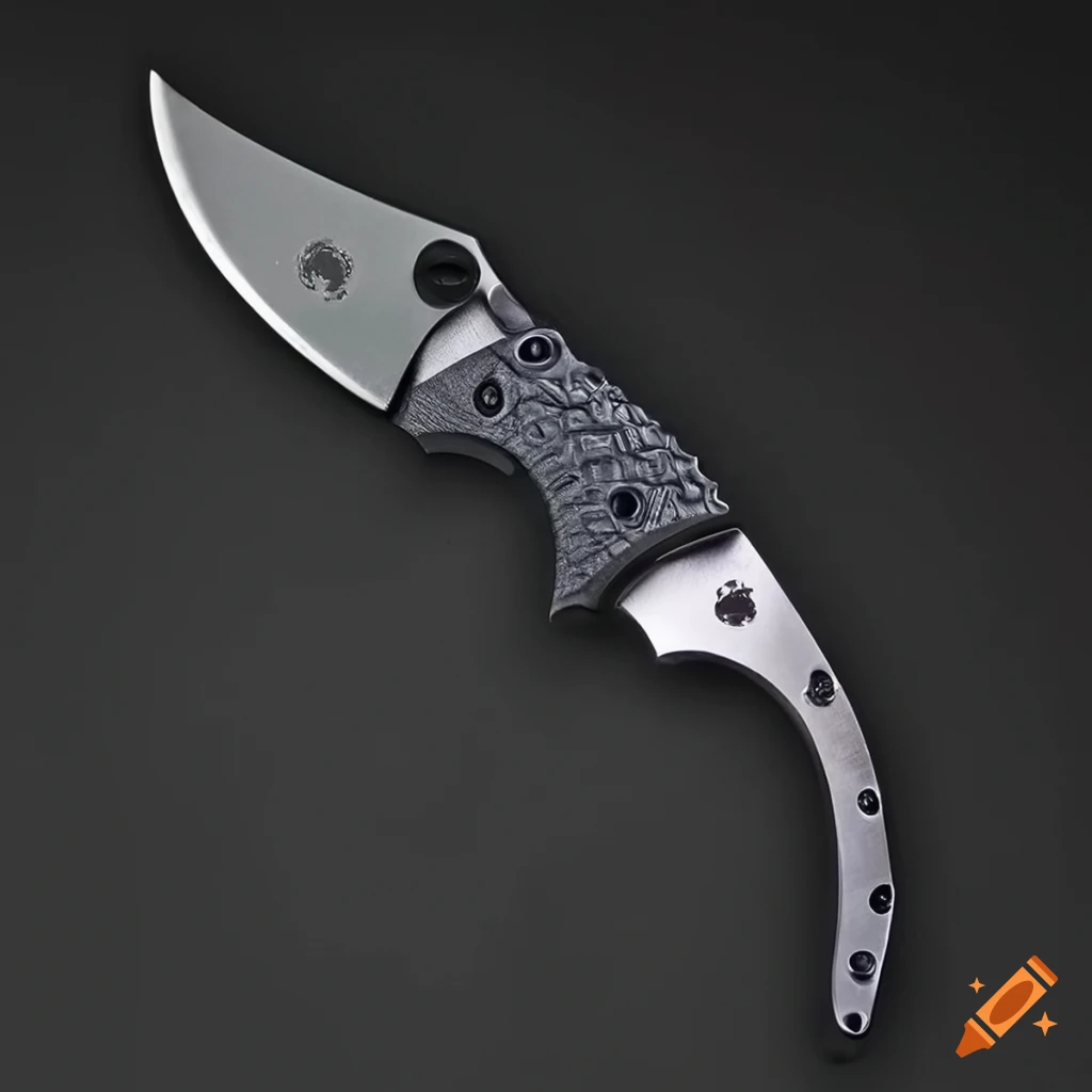 Spyderco jackknife with grip on futuristic Japanese-style steel table