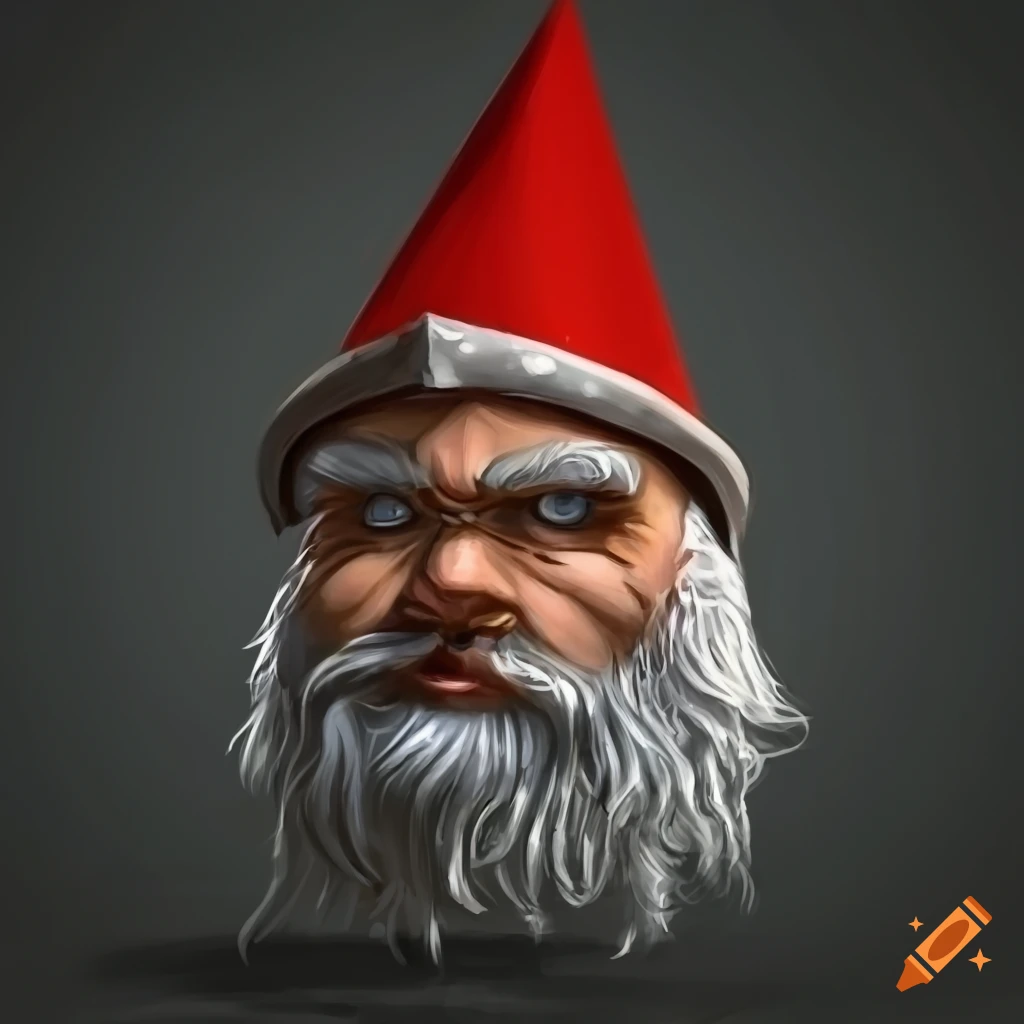Gnome in red hat and knight's armor