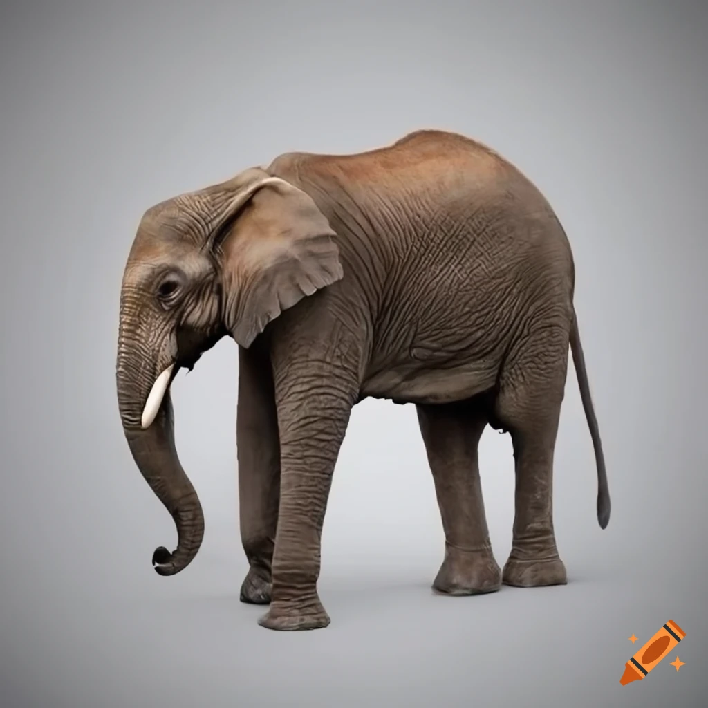 Tired elephant in full body view