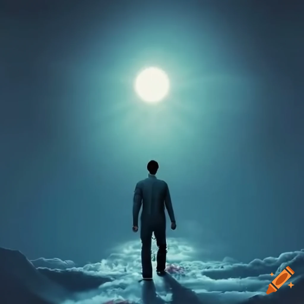 Man observing the sky and sun