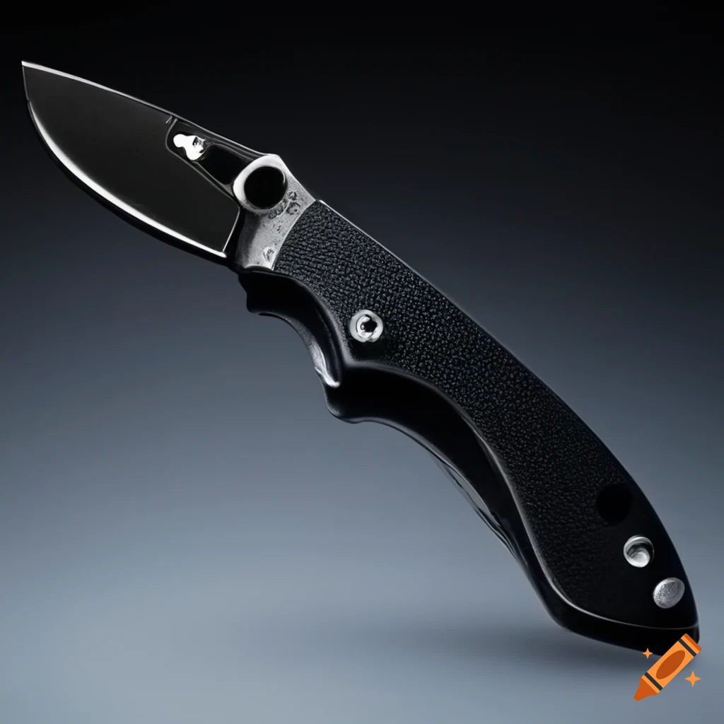 Spyderco jackknife on a futuristic Japanese-style dark glass steel table