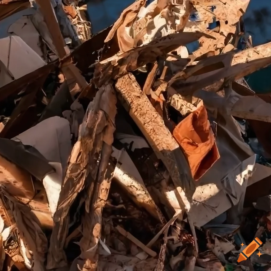 Detail of traditional Hungarian clothes entangled in chaotic knot amidst destroyed landscape