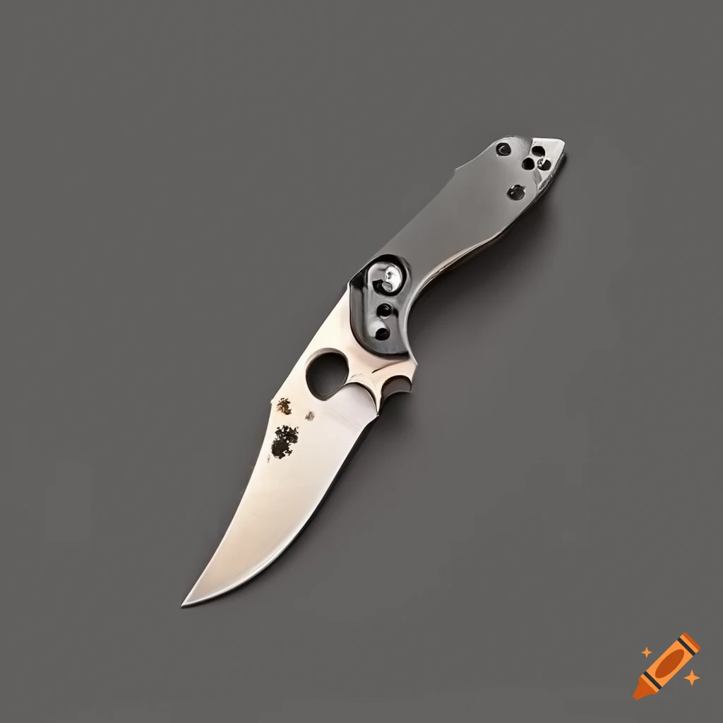 Spyderco jackknife on a dark steel table with futuristic Japan style