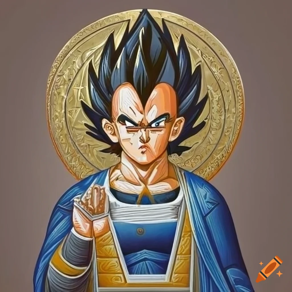 Holy Orthodox icon of Vegeta with a scouter