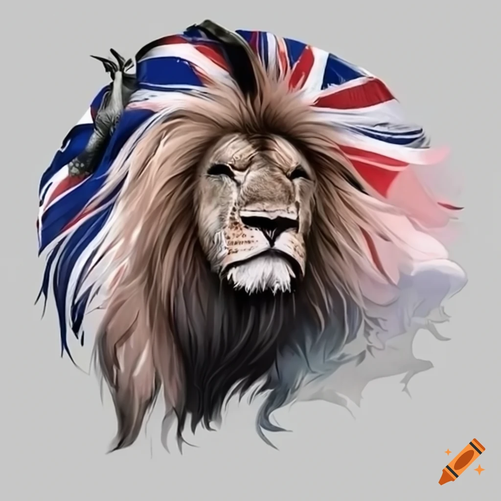Lion with Union Jack flag colors