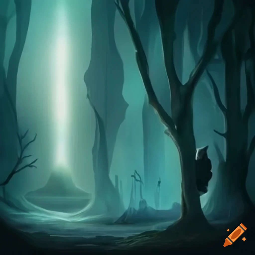 Field of mirrors in a fantasy setting