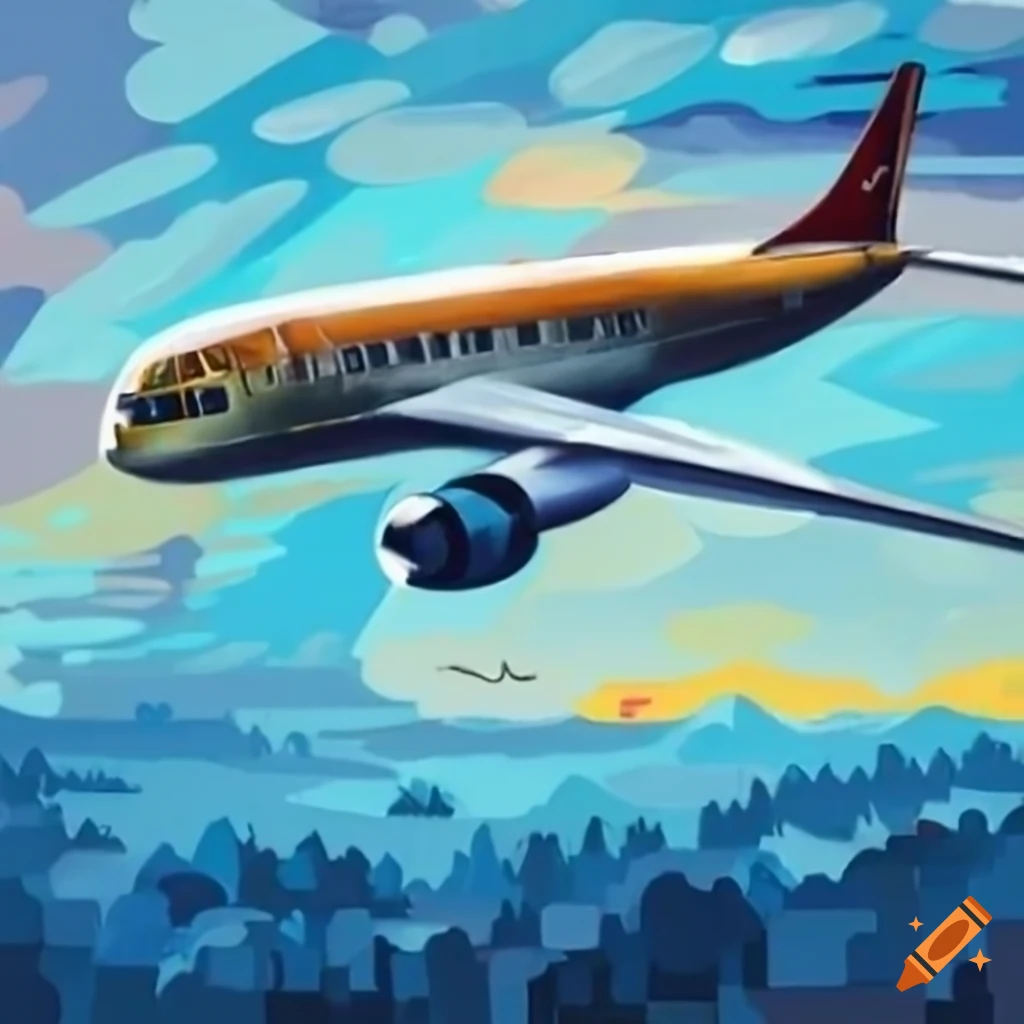 Airplane crash in a realistic high-resolution scene