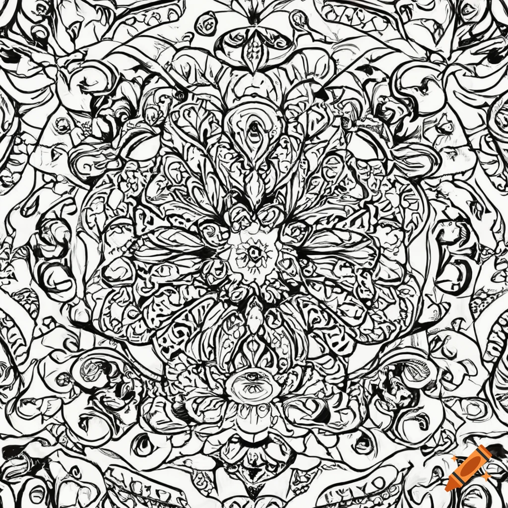 Mandala bird full body coloring page for adults on white background