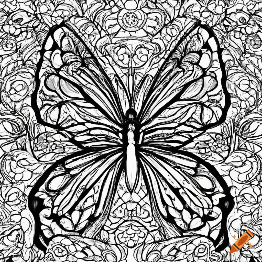 Butterfly coloring page in black and white