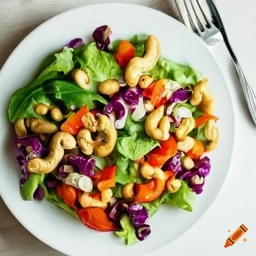 Realistic cashew salad design for marketing purposes