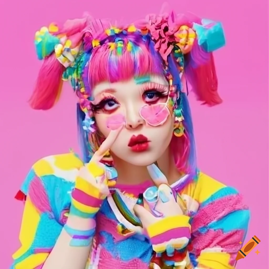 Decora kei girl with trans colors