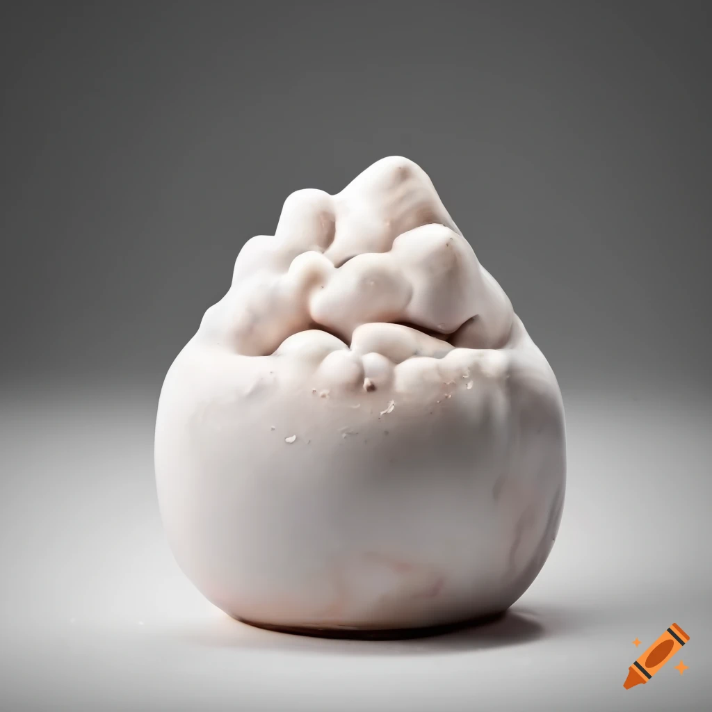 Salt glazed white ceramic organs on white background