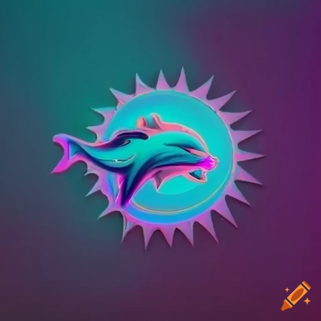 Miami Dolphins logo with vaporwave style