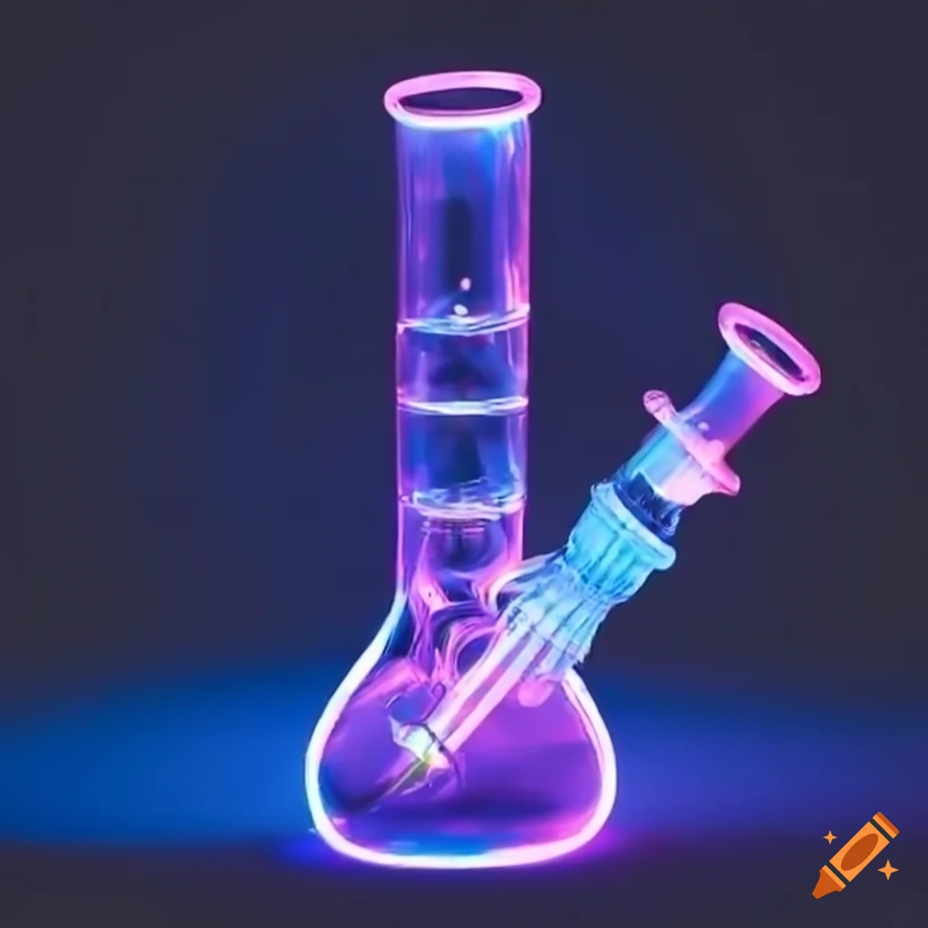 Bong with glowing neon lights artwork